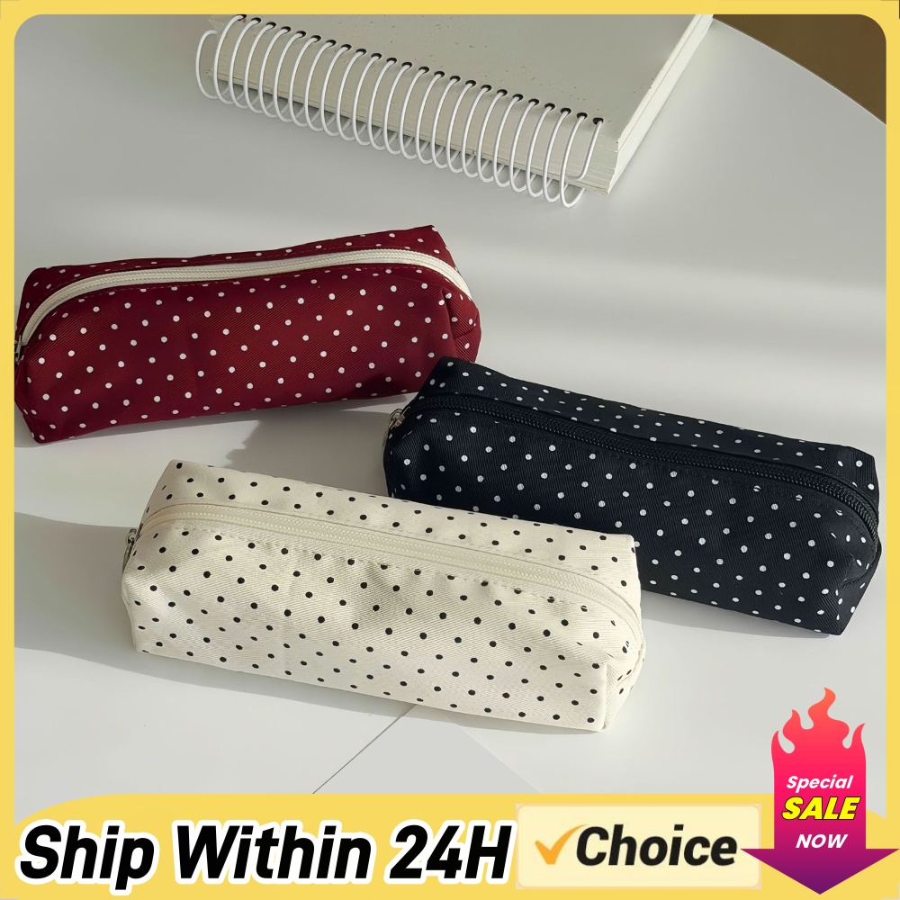 Aesthetic Large Pencil Case Pouch - Милый пенал в горошек, эстетичный чехол