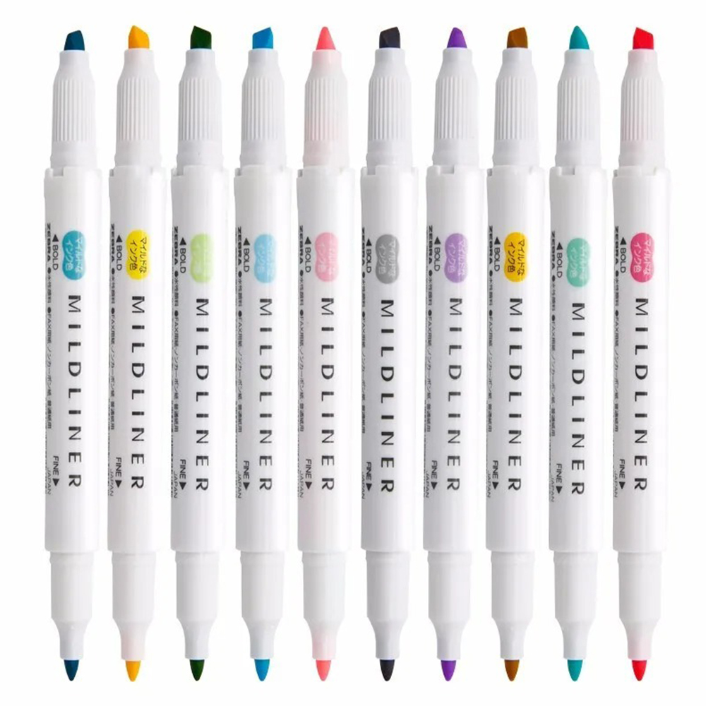 35-цветный набор ZEBRA Mildlin – обзор и цена Pastel Highlighter Set Double Ended