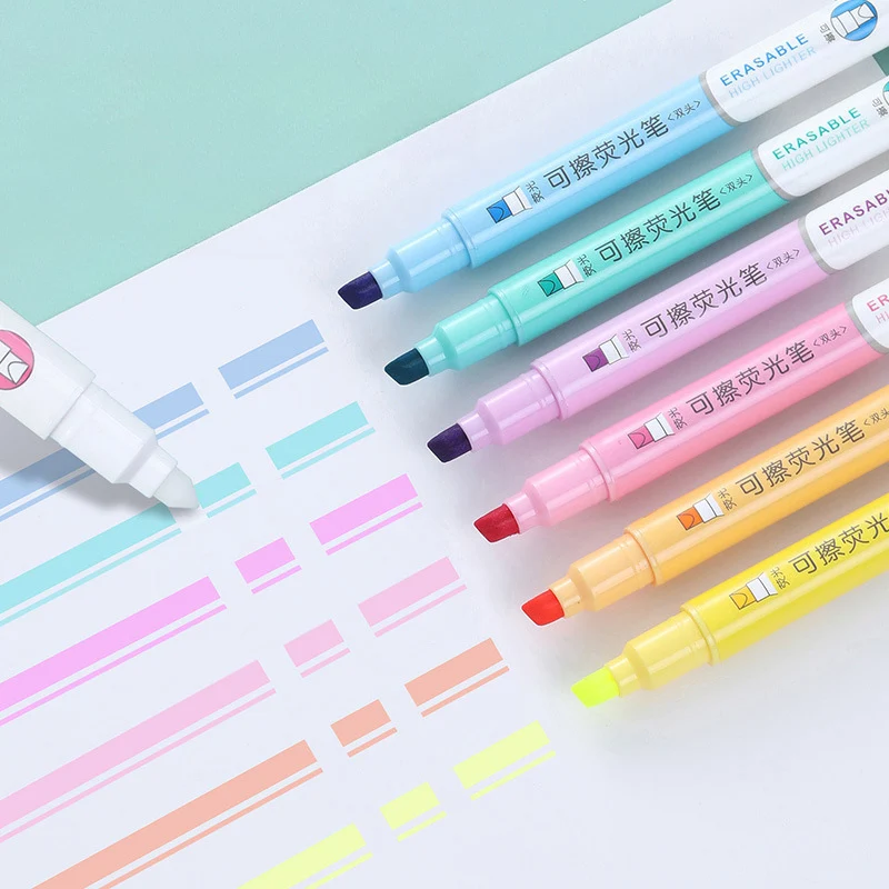 6-цветный стираемый набор марк – обзор и цена Pastel Highlighter Set Double Ended